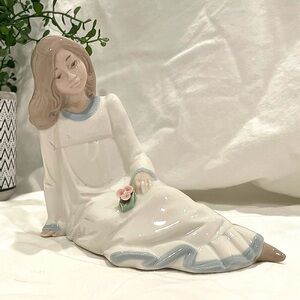 Retired Nadal “Girl w Pink Flower” Hand Crafted Hand Painted Porcelain Figurine.